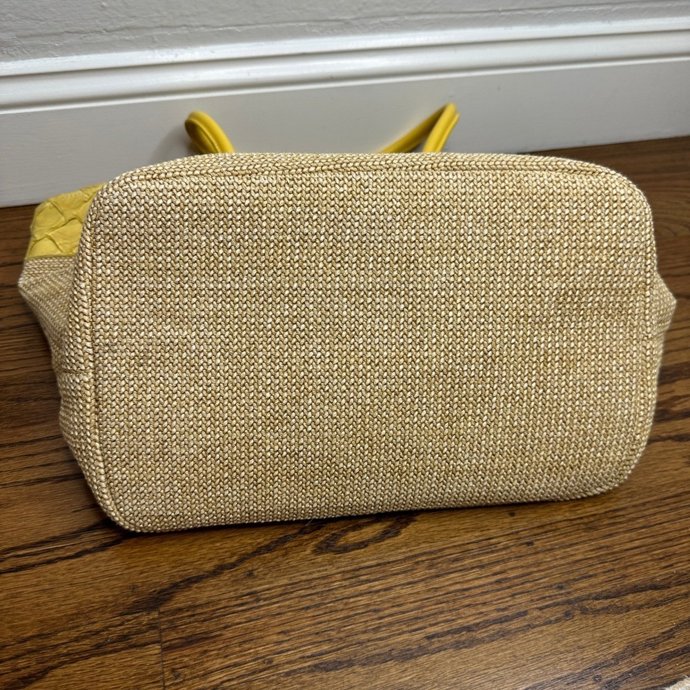 Piper & Skye Rio Beach Bag in Honey Yellow Pirarucu Leather Raffia Large Tote - Picture 5 of 9